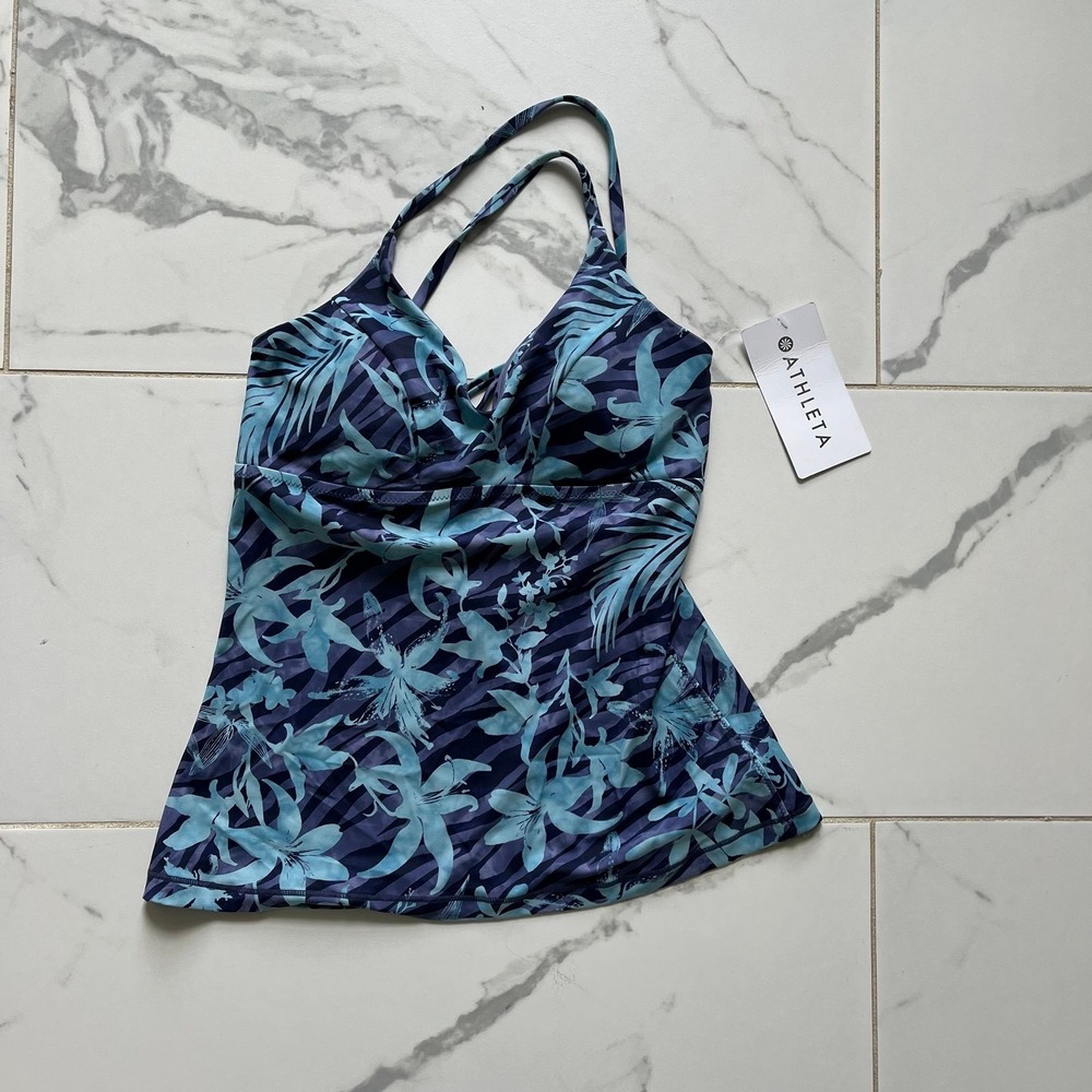 NWT Athleta Triangle Printed Tankini Tigerlily Dress Blue A-C cup Medium